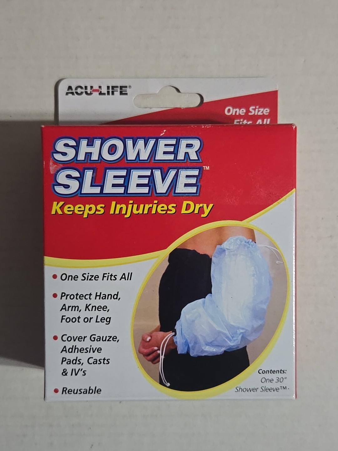 ACU+Life Latex Free, Reuseable Shower Sleeve, One Size, Approx 30″ Waterproofing