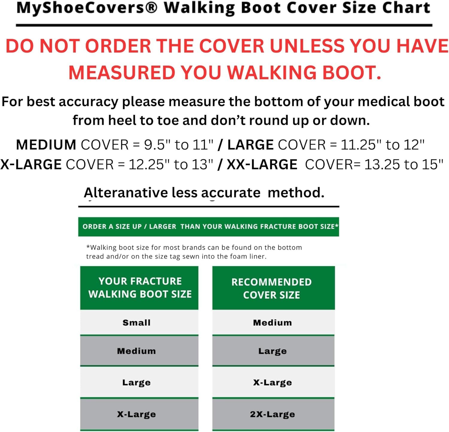 Fracture Walking Boot Cover – Black, Large, Water-Resistant, Reusable