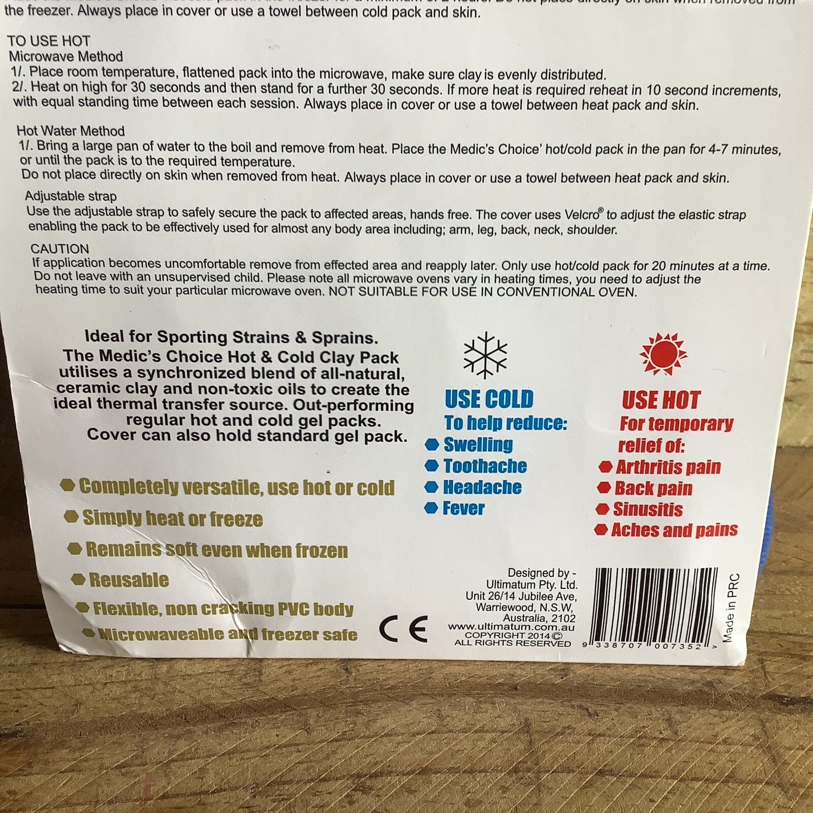 MEDIC’S CHOICE LARGE MULTI USE THERAPEUTIC CLAY PACK – HOT AND COLD USE
