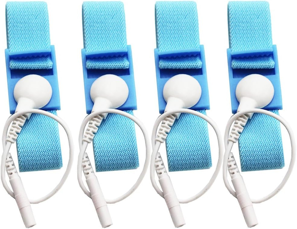 Adjustable Estim Wrist Strap Components 4Pcs Blue Stim Loops 4Pcs White Wires