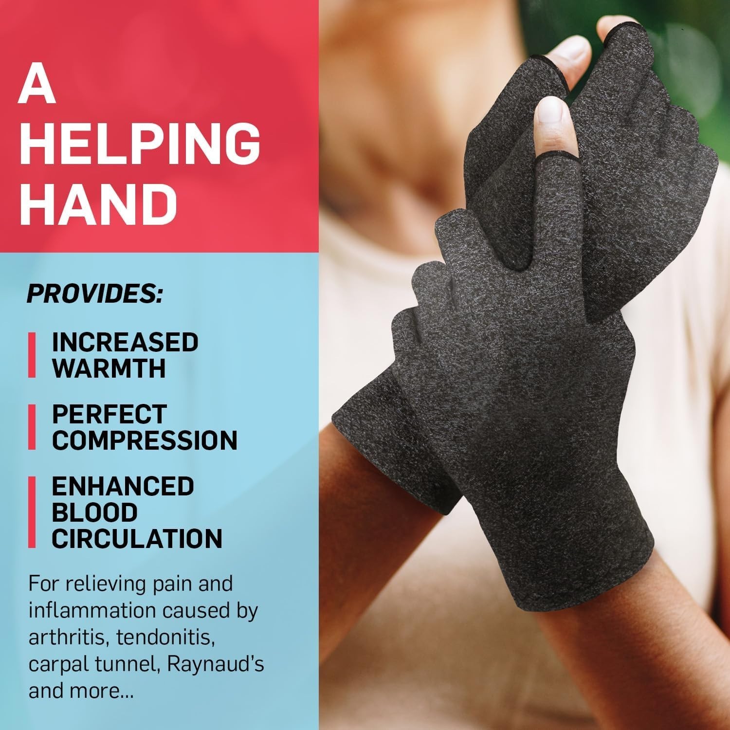 Doctor Developed Open-Finger Compression Gloves for Arthritis Relief, Small Size