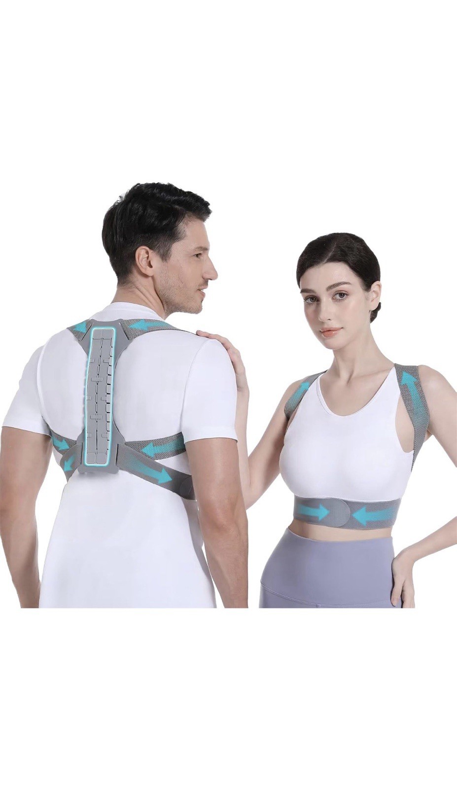OFIR Posture Corrector Adjustable Memory Foam, Breathable, Gray, Back Support