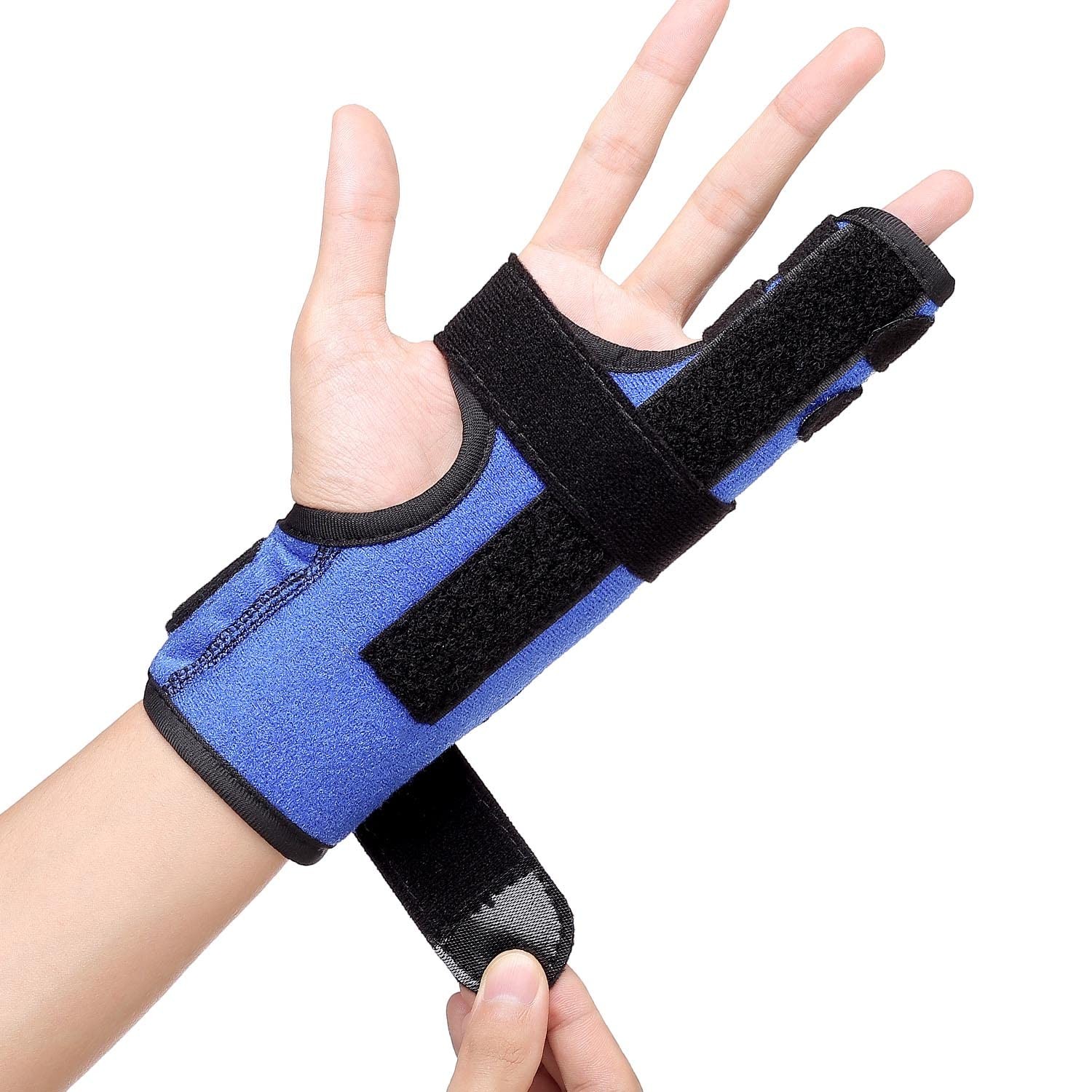fibee Boxer Fracture Splint, Pinky Finger Adjustable Two S/M, Blue
