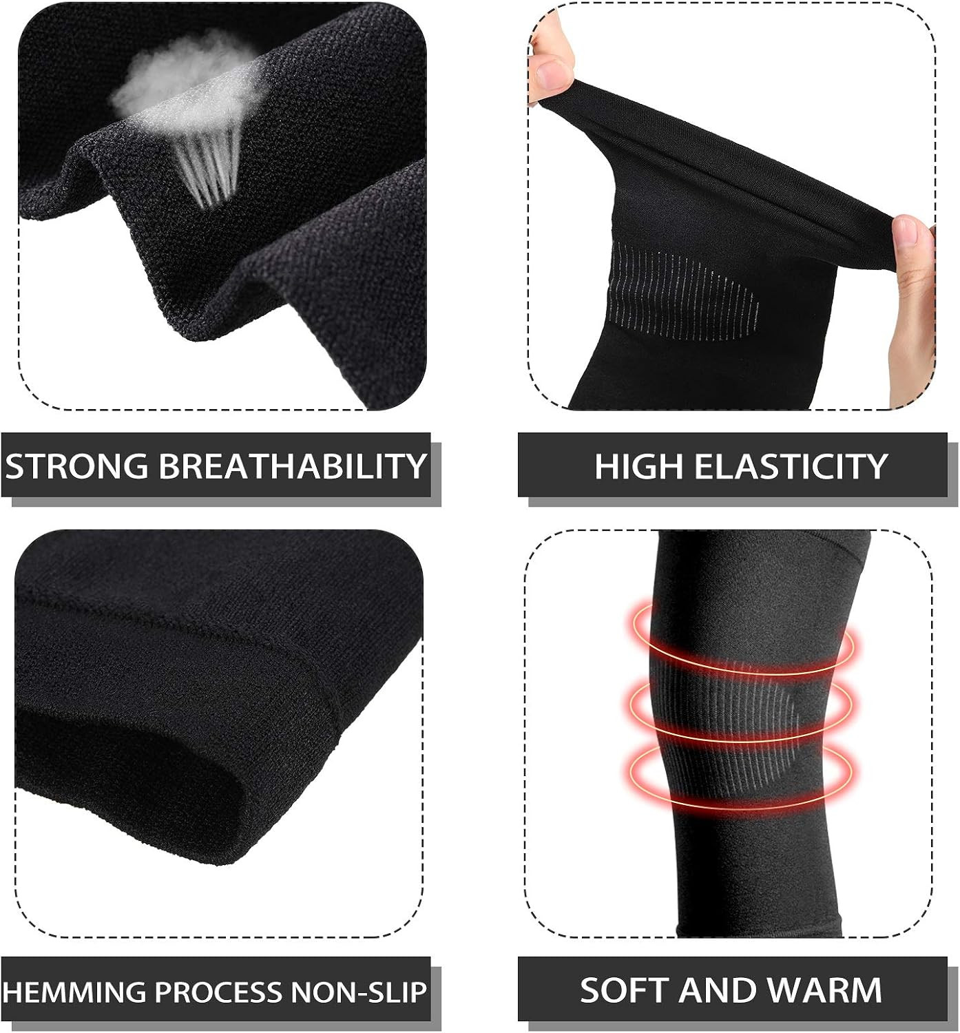 Bamboo Comfort Self-Warming Thermal Knee Support Knee Pads Leg Sleeves (1 Pair)