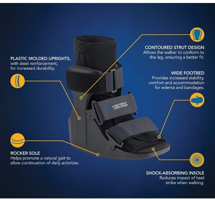 United Ortho USA14013 Short Cam Walker Fracture Boot, Small, Black