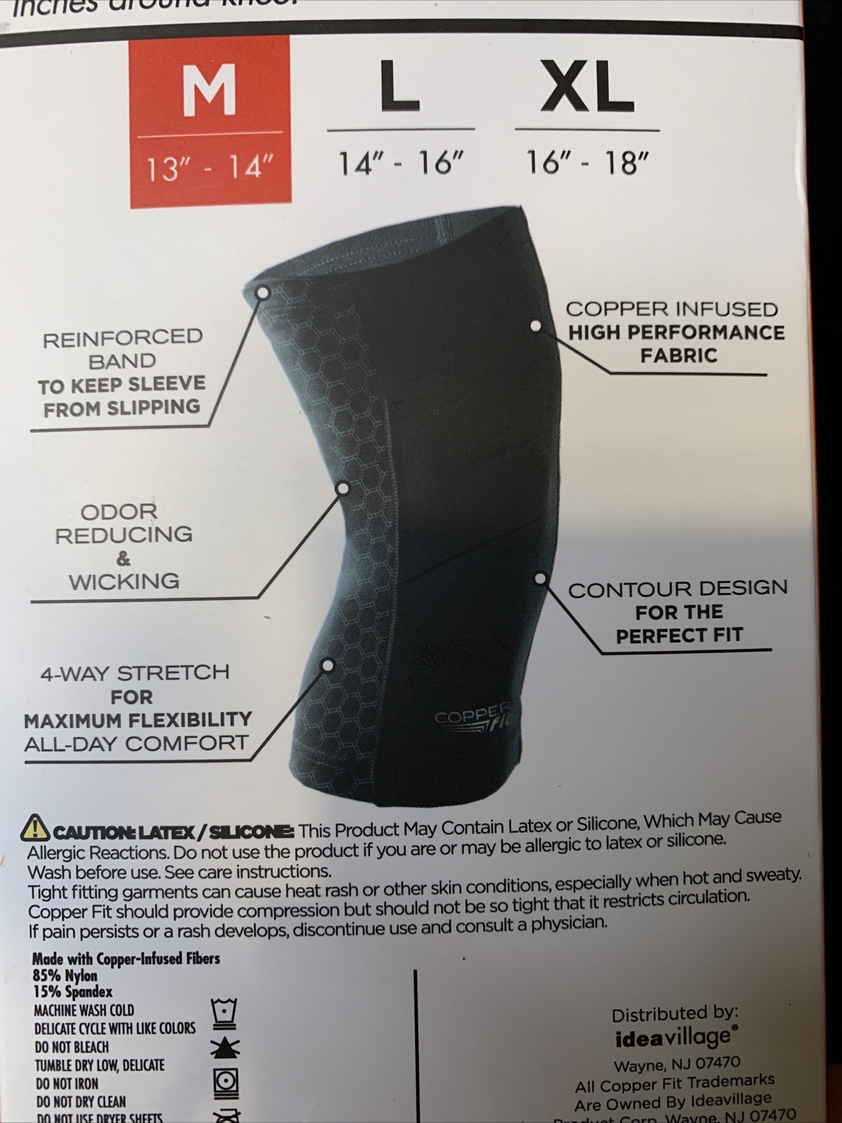 Copper Fit Freedom Copper Infused Knee Compression Sleeve M 13”-14” Wicking
