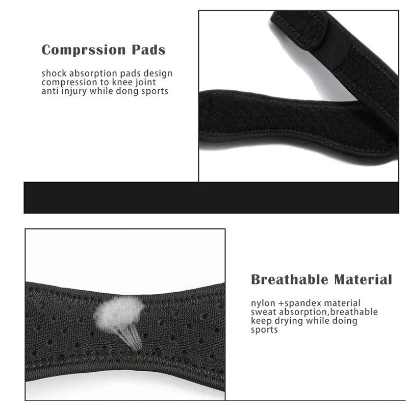 Knee Brace Support Stabilizer Strap Arthritis Pain Relief Running Black 1pc