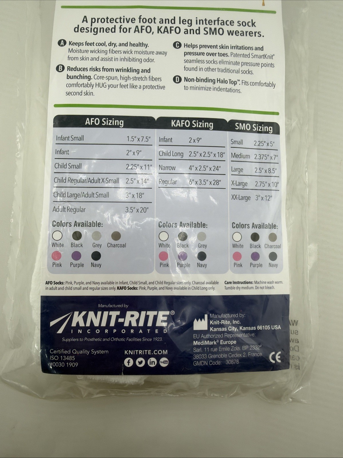 SmartKnit AFO KAFO SMO Socks Adult: S Child: L White Seamless Orthotic Comfort.