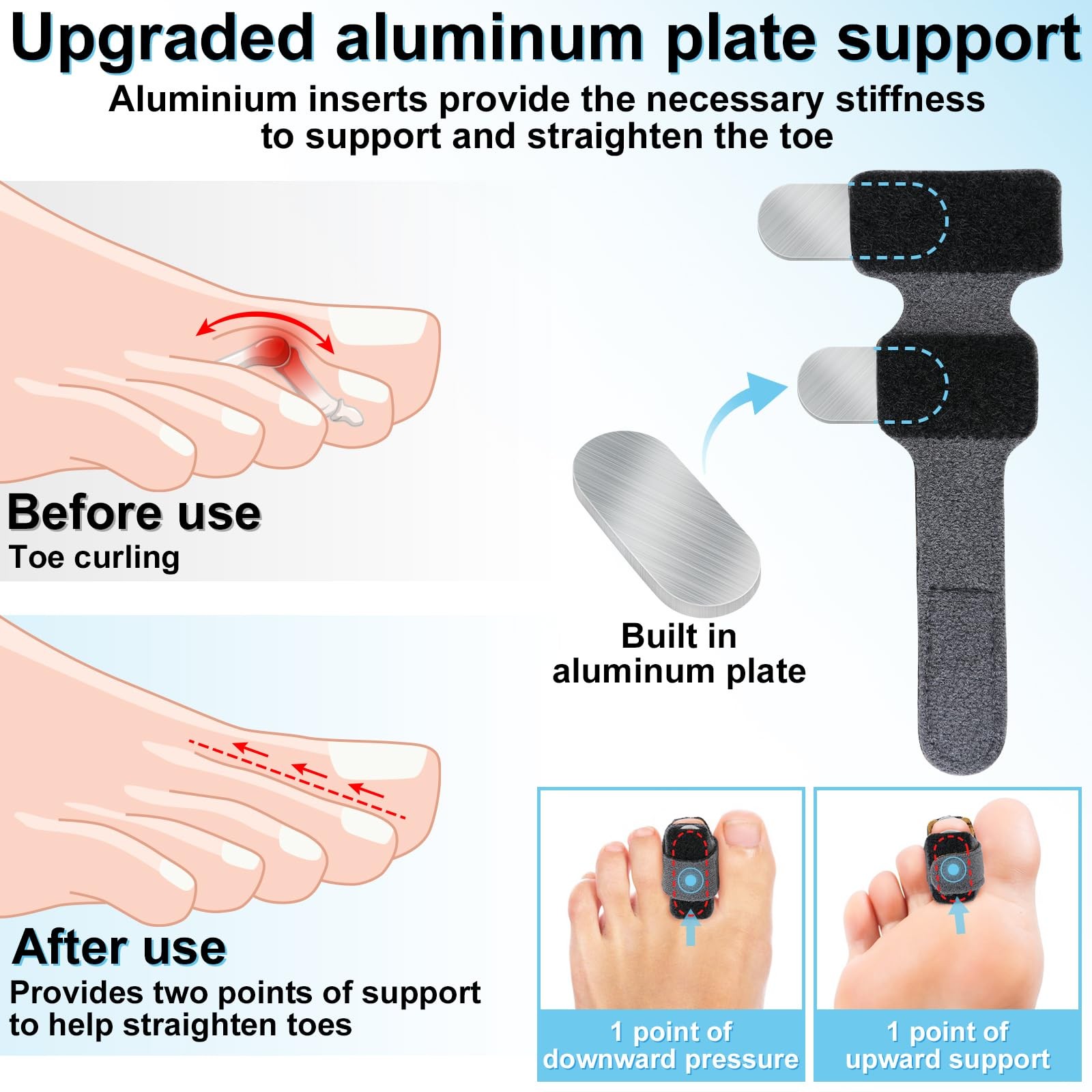 4pcs Hammer Toe Straightener with Aluminum Plate, Adjustable Hammer Toe Corre…