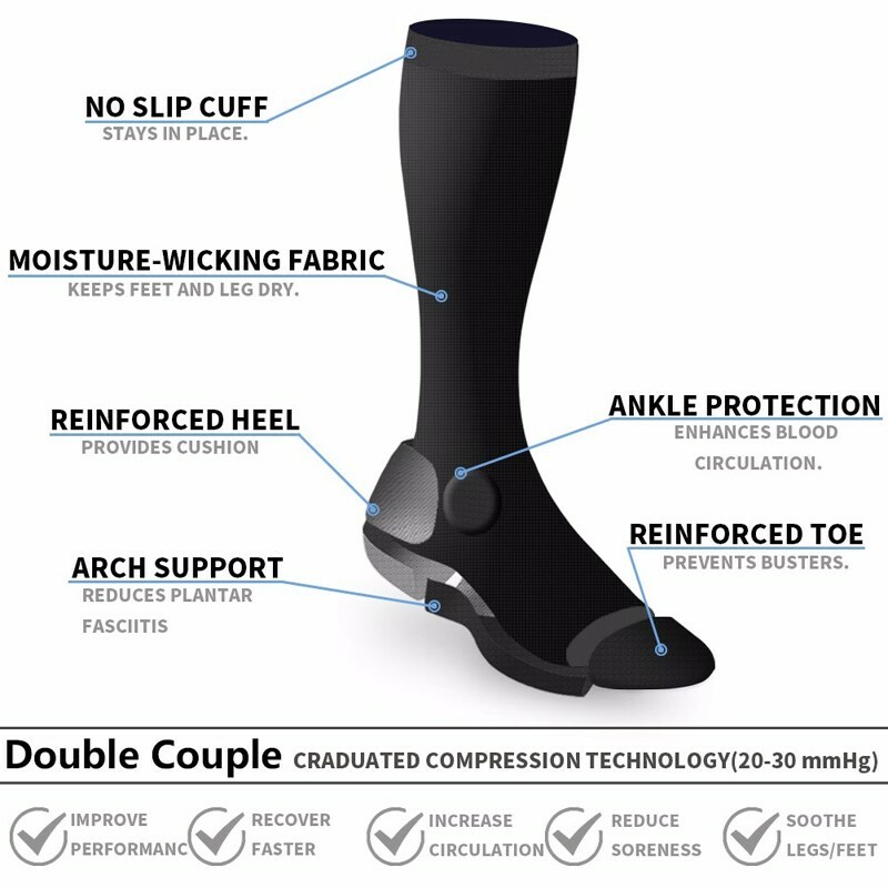 3 Pair Compression Calf Socks for Edema Diabetic Varicose Veins Medical Sport