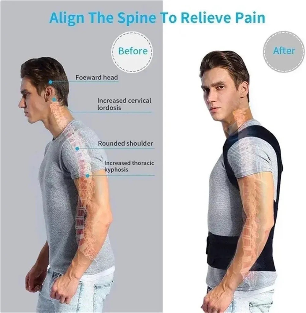 Adjustable Posture Corrector Low Back Support Shoulder Brace Belt For Men Women
