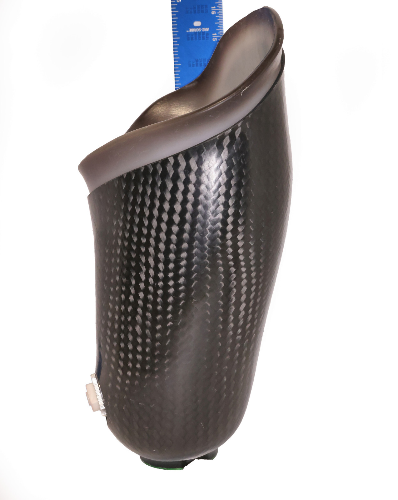 PROSTHETIC CARBON FIBER LEFT LEG SOCKET w EXPULSION VALVE & MOUNTING BASE H=15″