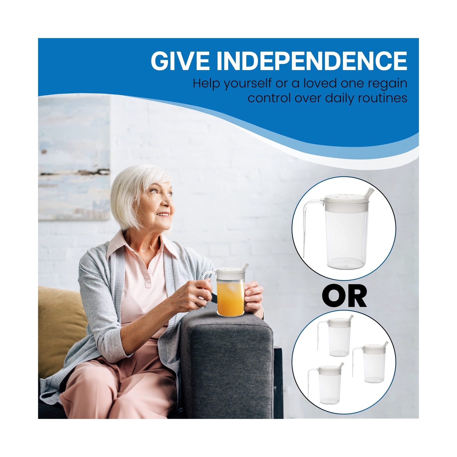 Independence 10oz 1-Handle Plastic Mug with 2 Style Lids, Lightweight Drinkin…