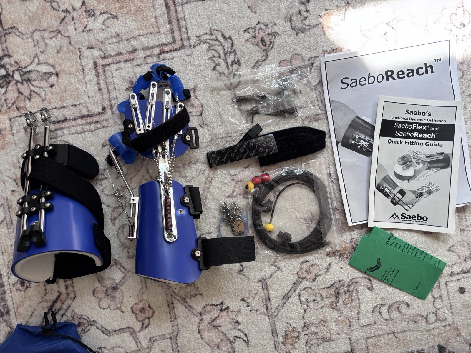 SaeboReach RIGHT Dynamic Stroke Rehab Hand Arm Orthosis Brace Complete + Extras