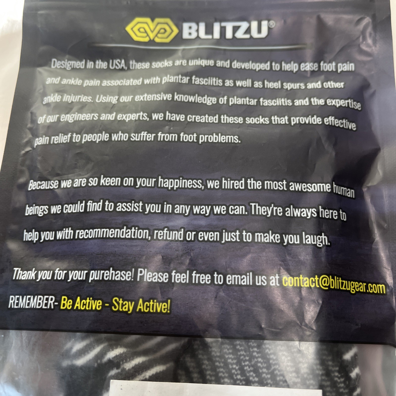 Blitzu Foot Compression Sleeves For Plantar Fasciitis & Heel Spurs s/m free ship