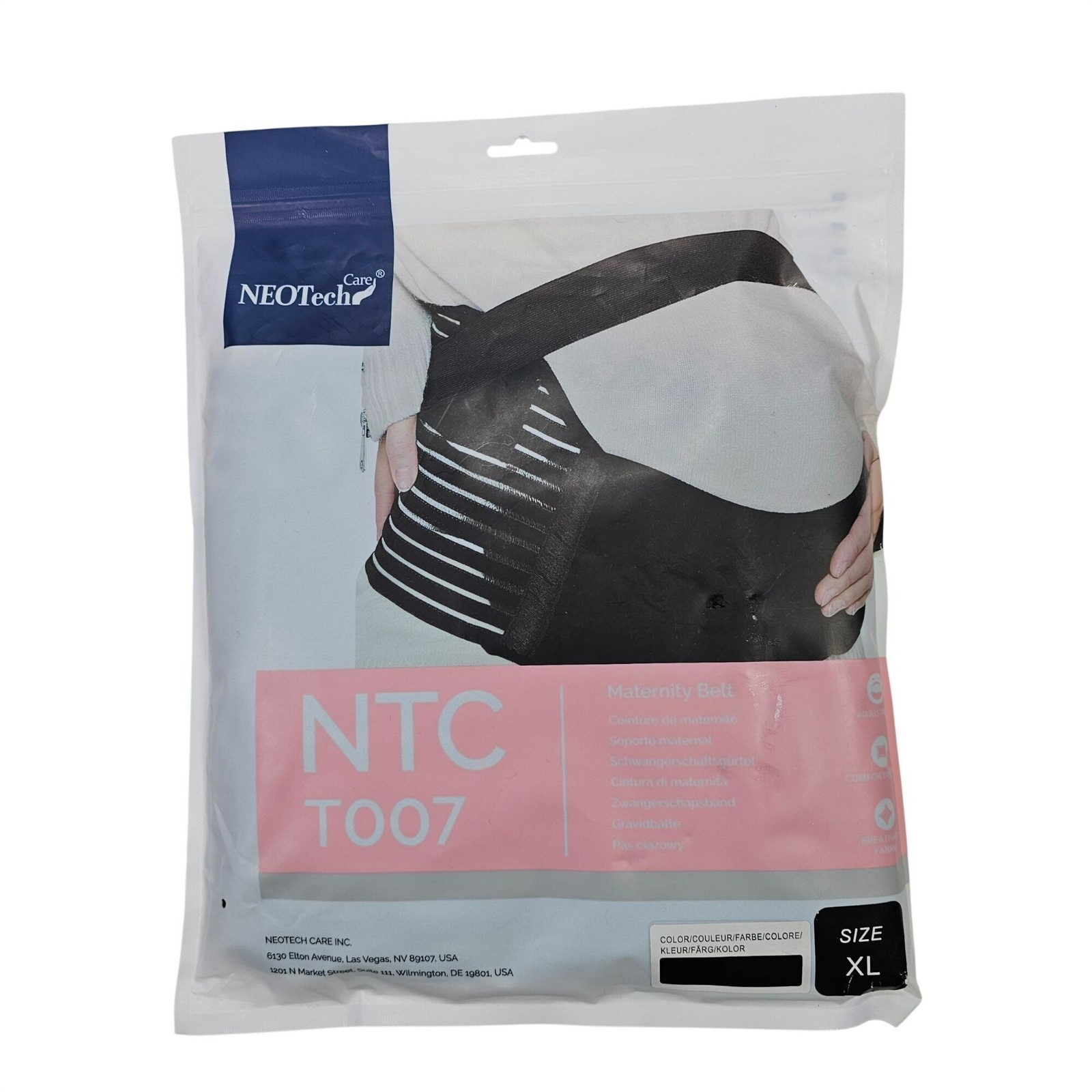NeoTech Care NEW Maternity Support Belt NTC T007 Adjustable Size XL Black