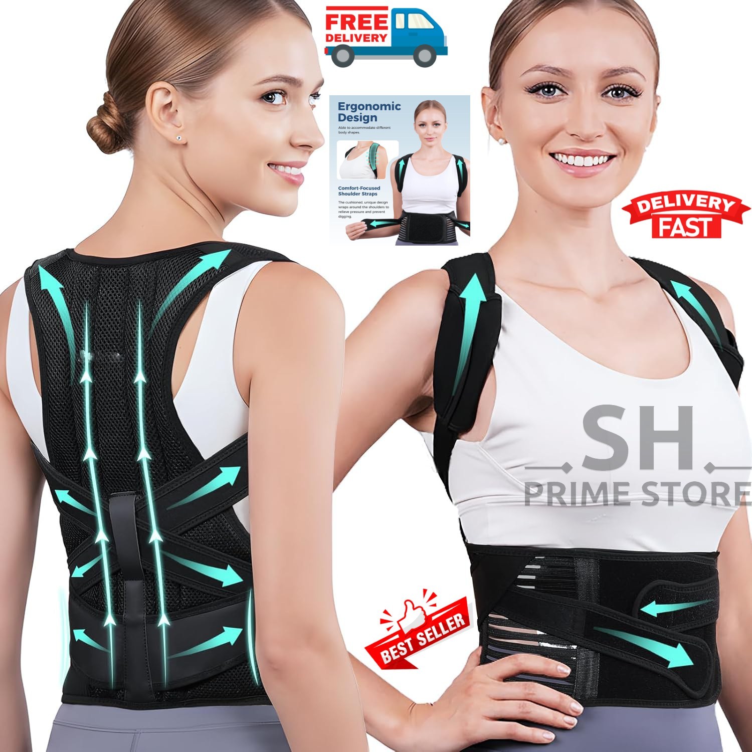 Back Brace Posture Corrector Women Men Shoulder Straightener Adjustable Support