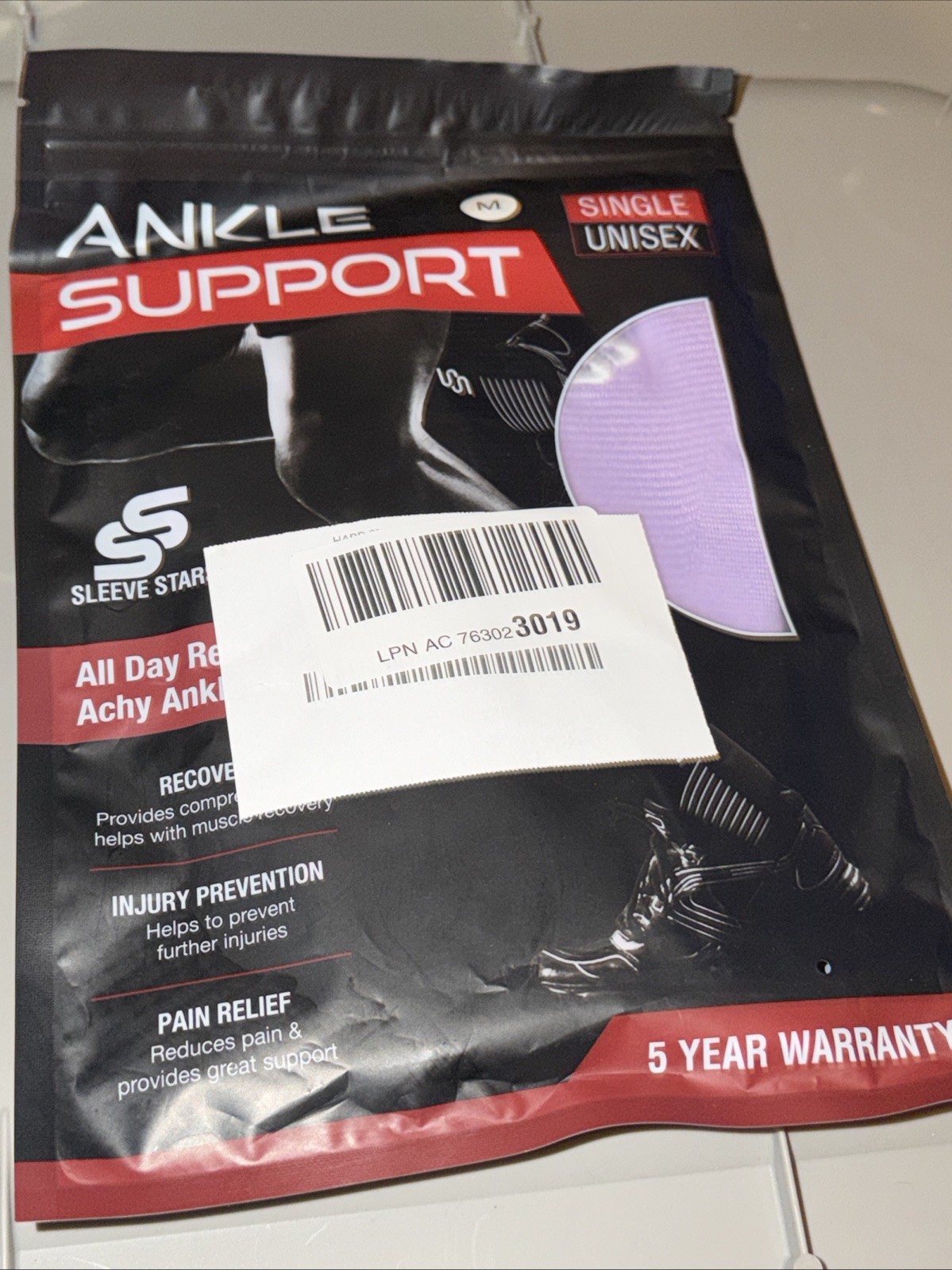 Sleeve Stars Ankle Support~One Size~Single Ankle Brace – Light Purple