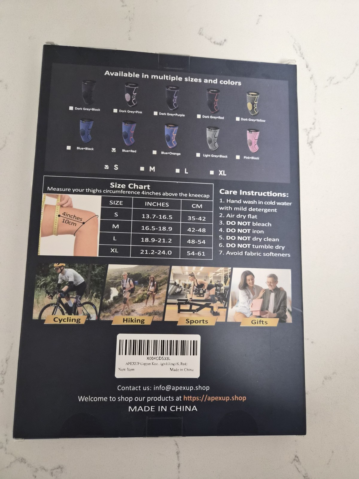 Brand New Apexup Copper Ion Fiber Pair Knee Brace Set Gray Small