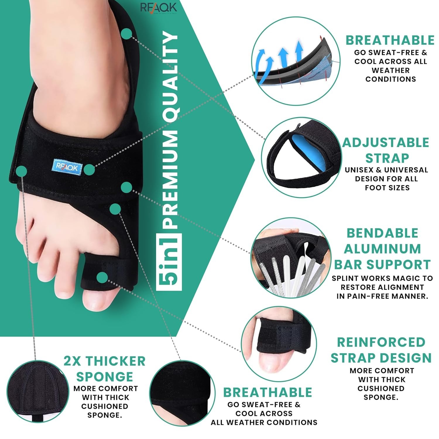 11pcs Bunion Corrector for Women & Men – Relief 11 Piece Set black