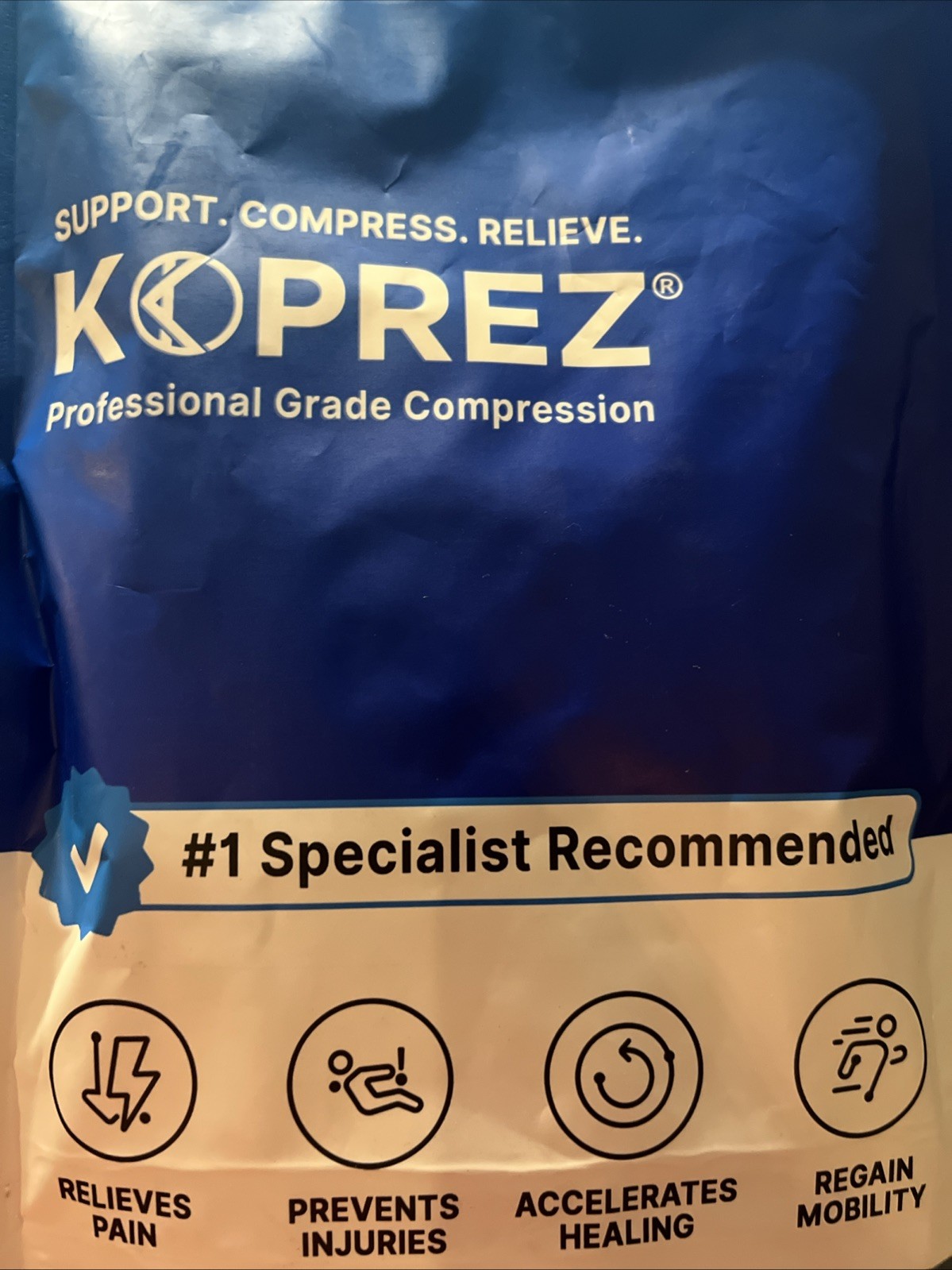 Koprez Size L – Professional Grade Compression Single Foot Sleeve Ankle-L Black