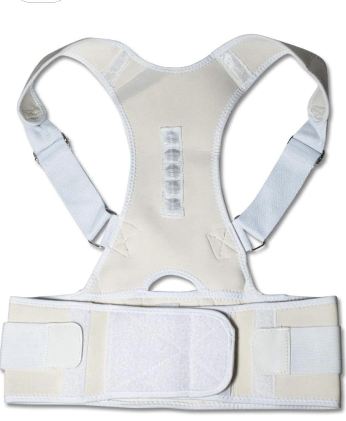 Adjustable Magnetic Shoulder Back Brace Posture Corrector Lumbar Support XLWhite