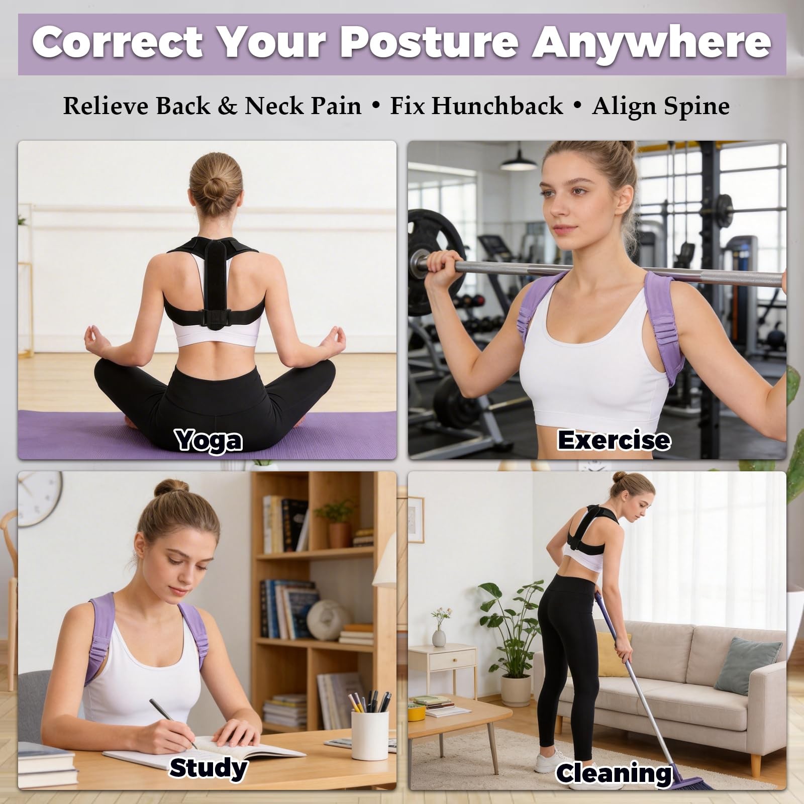 2PCS Posture Corrector Set,Nighttime Posture Brace Sleeping and Adjustable Ba…