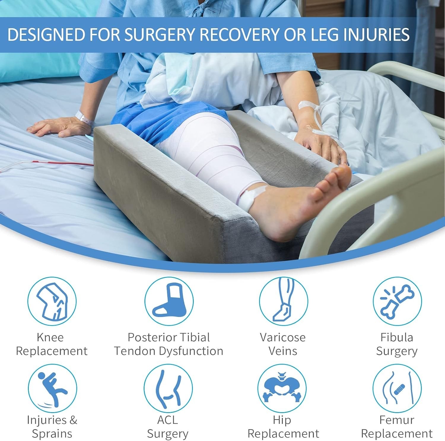 4-Height Adjustable Leg Elevation Pillows for After Surgery | Soft Yet Suppor…