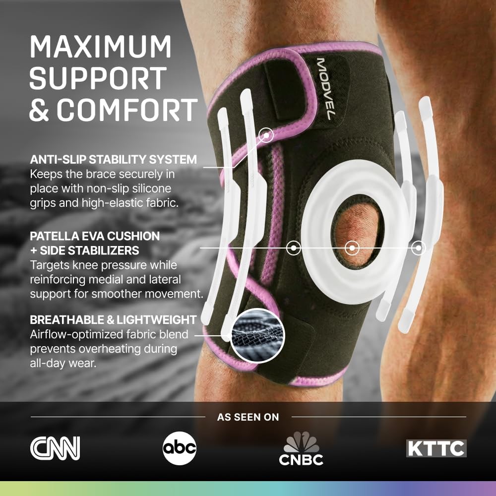 Modvel Knee Brace Medium Pink 1pc Stabilizers Gel Pads