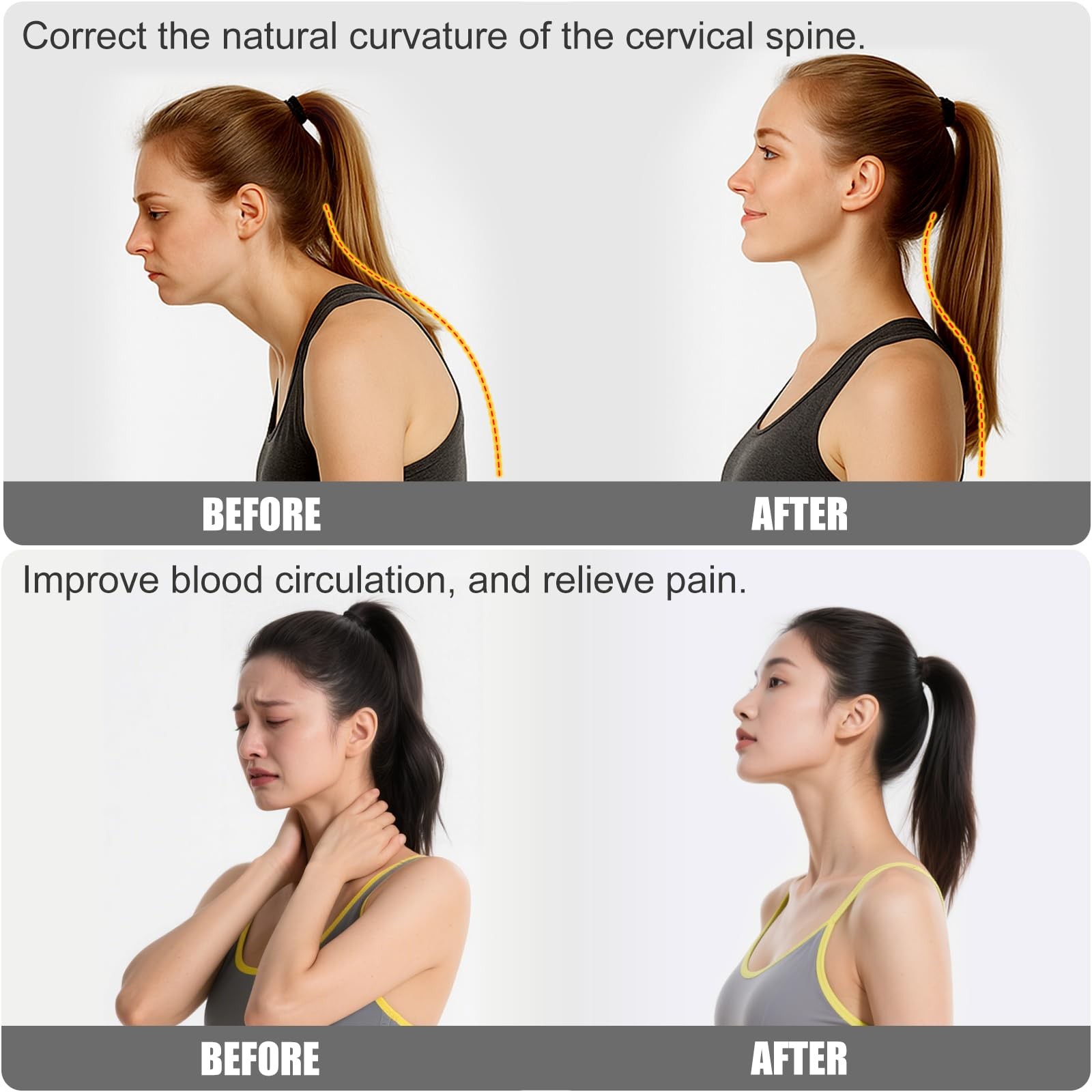 Neck Stretcher Exerciser, Cervical Traction Device for Pain Relief, Black