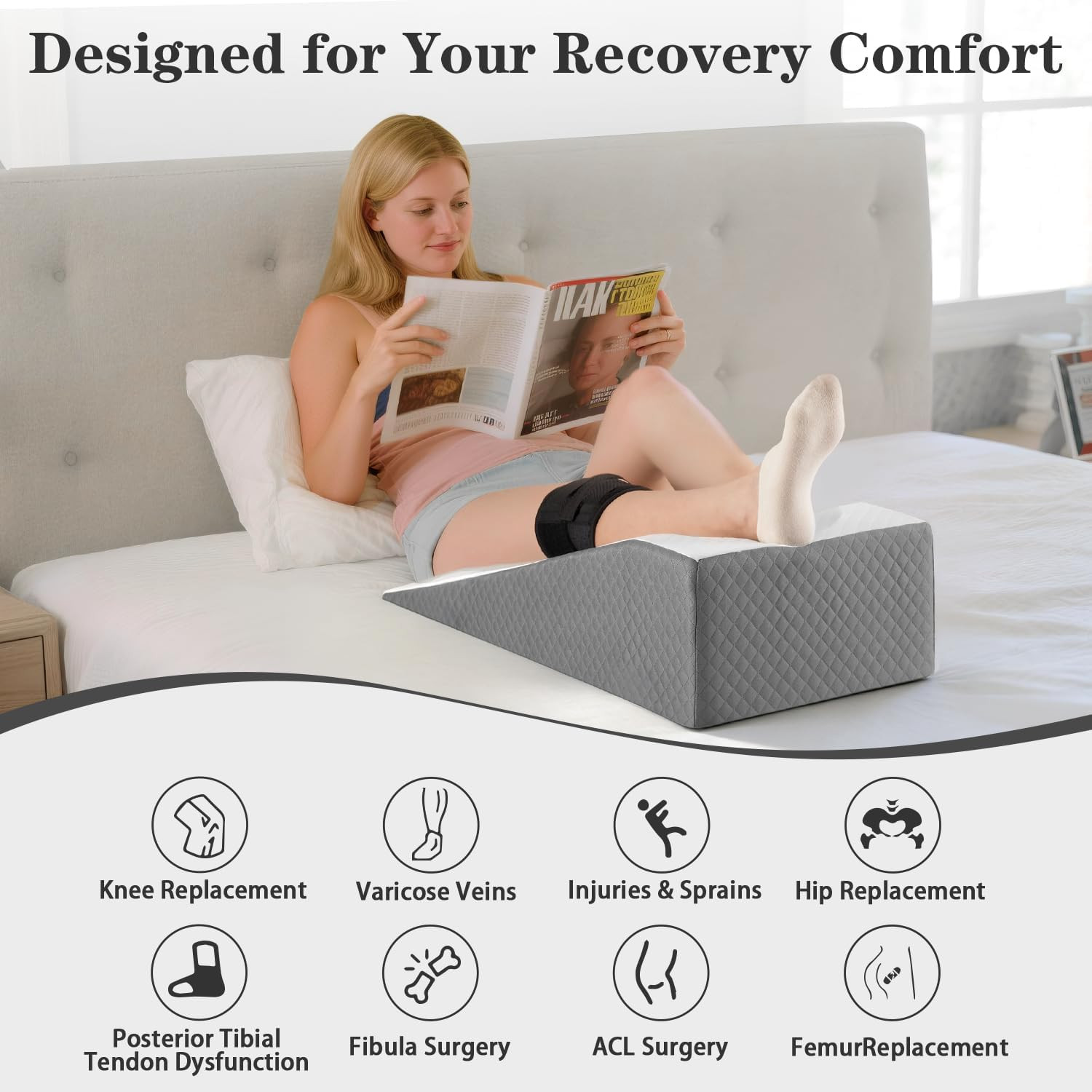 Leg Elevation Pillow for after Surgery – Knee Surgery Recovery Leg Support Pillo