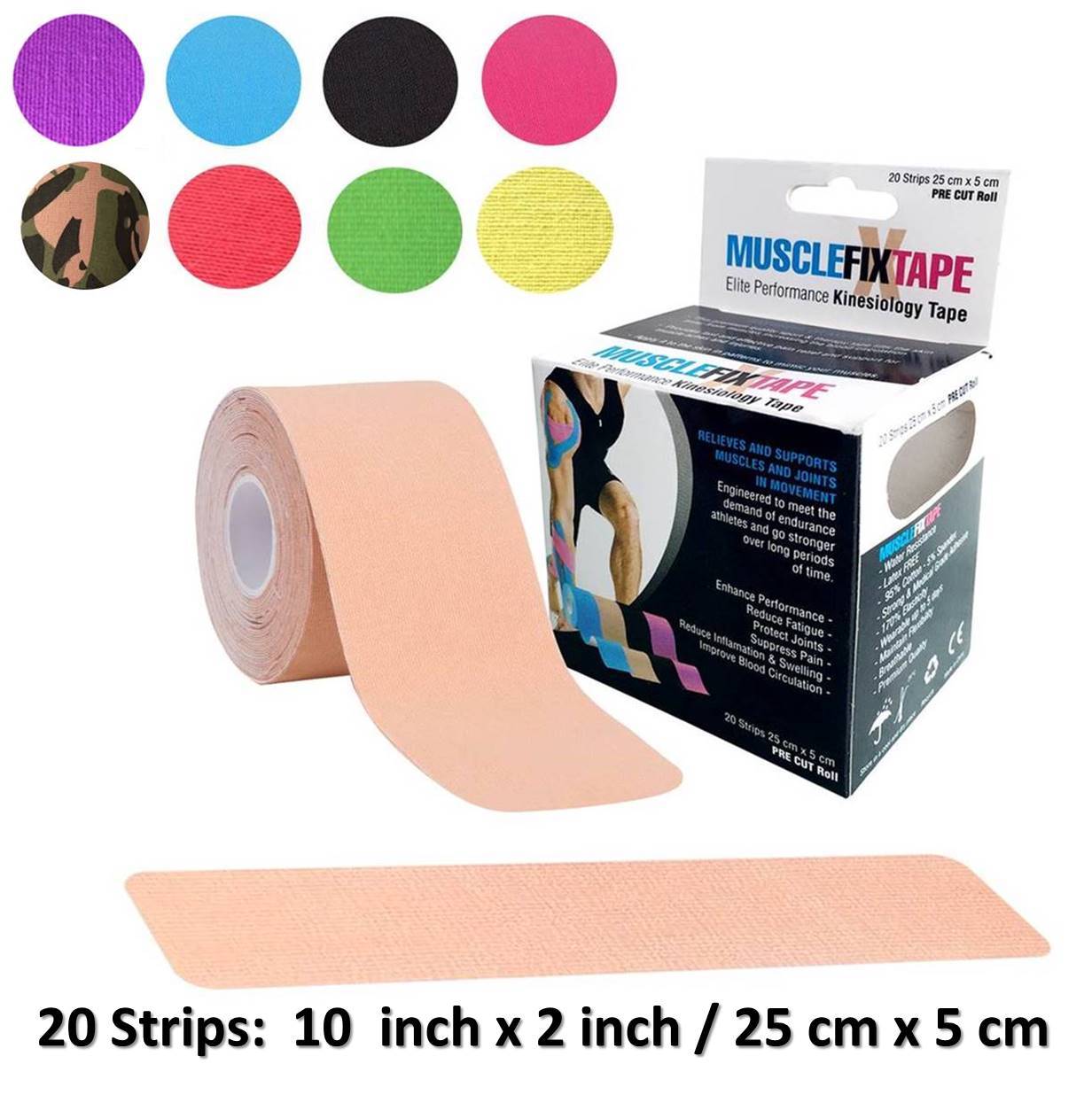 Sports Kinesiology Recovery Precut Tape Roll Athletic Muscle Therapy Pain Relief
