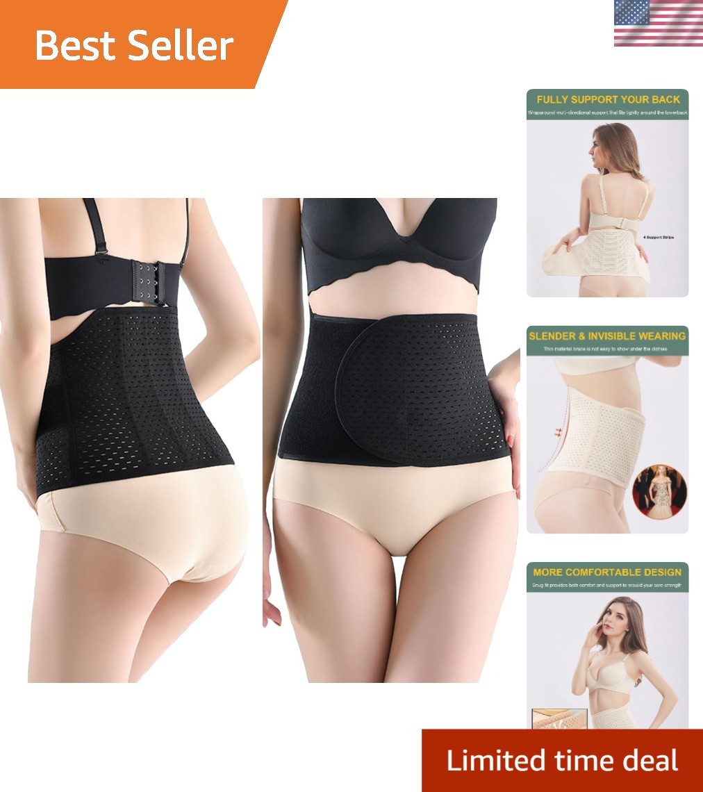 Lightweight Black Hernia Belt & Back Support for Women – XXX-Large Size