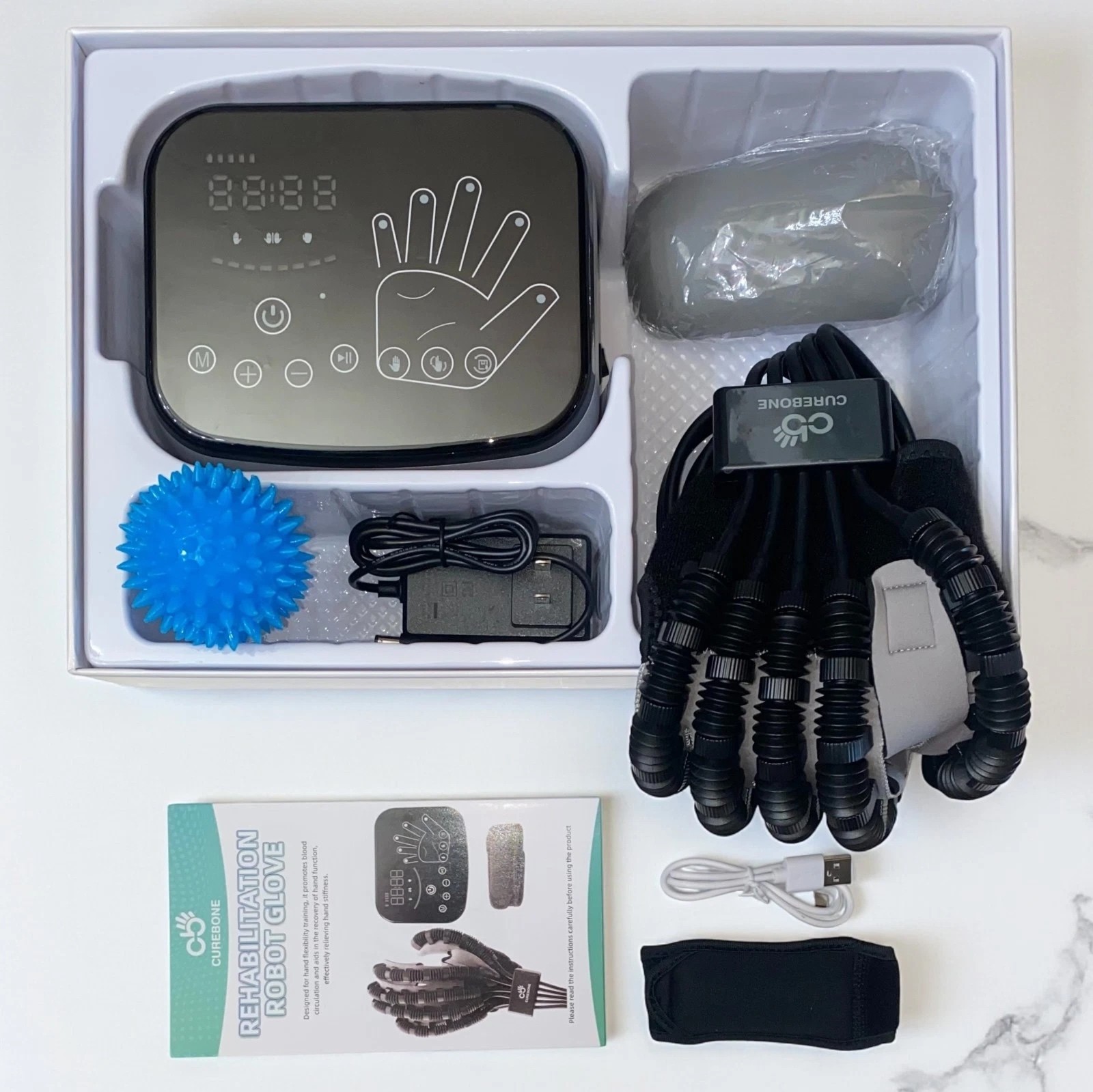 Curebone Training Robot Glove Right Small Stroke Recovery Therapy Finger Rehab.