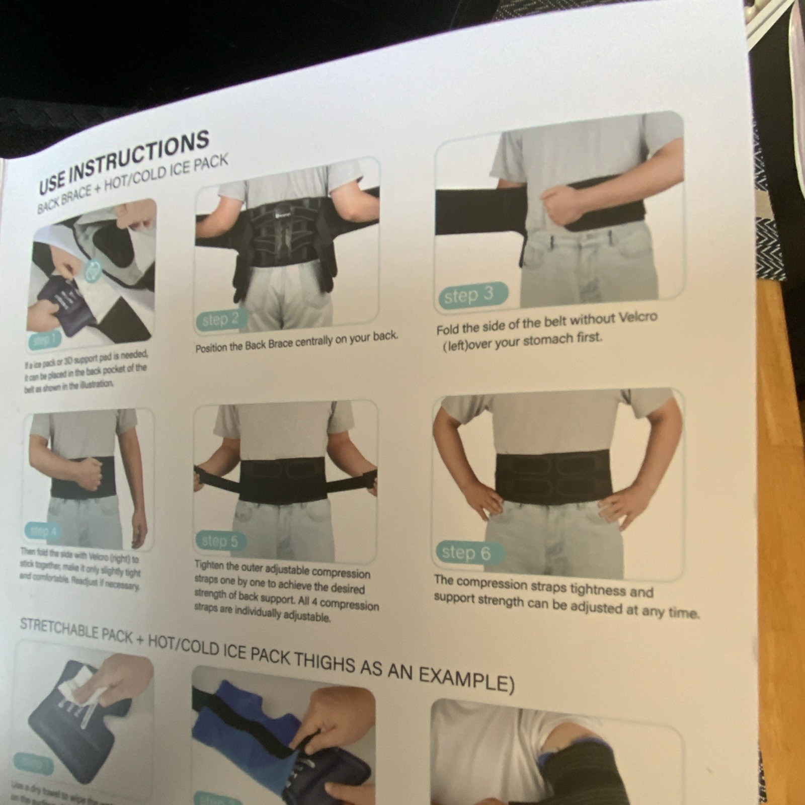 Bracepost Lower Back Brace, Adjustable Hot/Cold Pack, One Size, Black/Blue