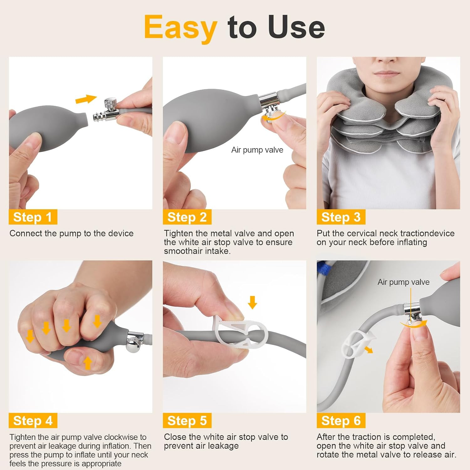 Inflatable Neck Stretcher Cervical Traction Device Adjustable Neck Support Brace