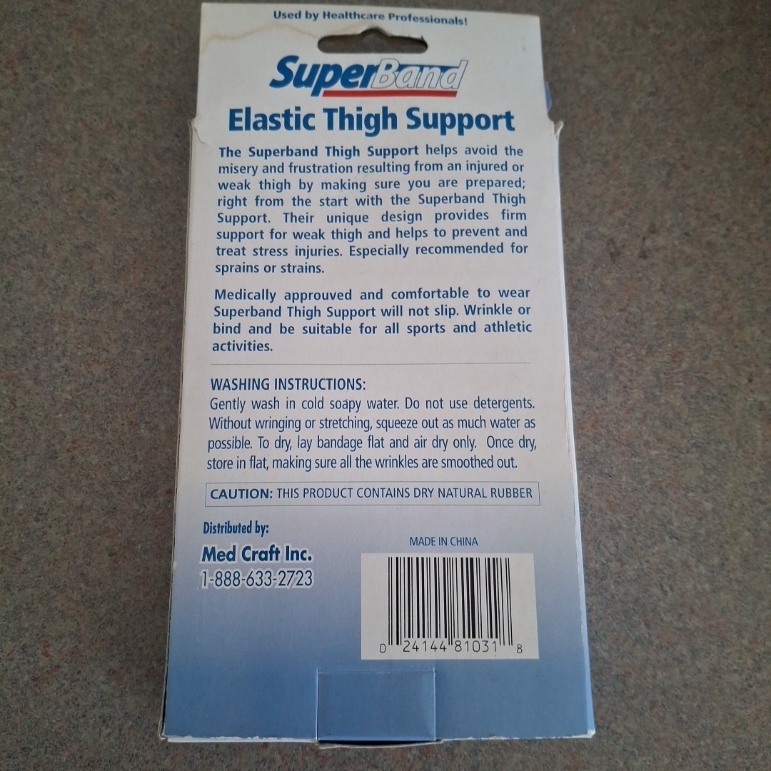 Thigh Elastic Support Band Joint & Muscles NIB White Stretch SIZE S Sport