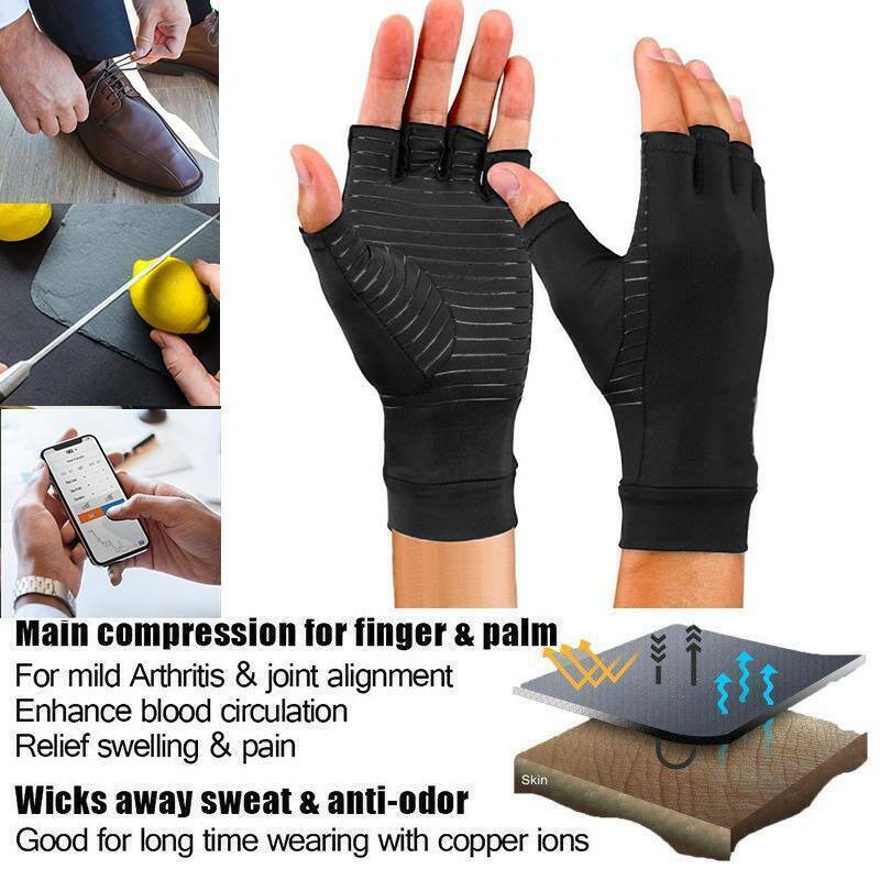 Copper Infused Compression Full Finger Gloves Arthritis Pain/Joint Swelling