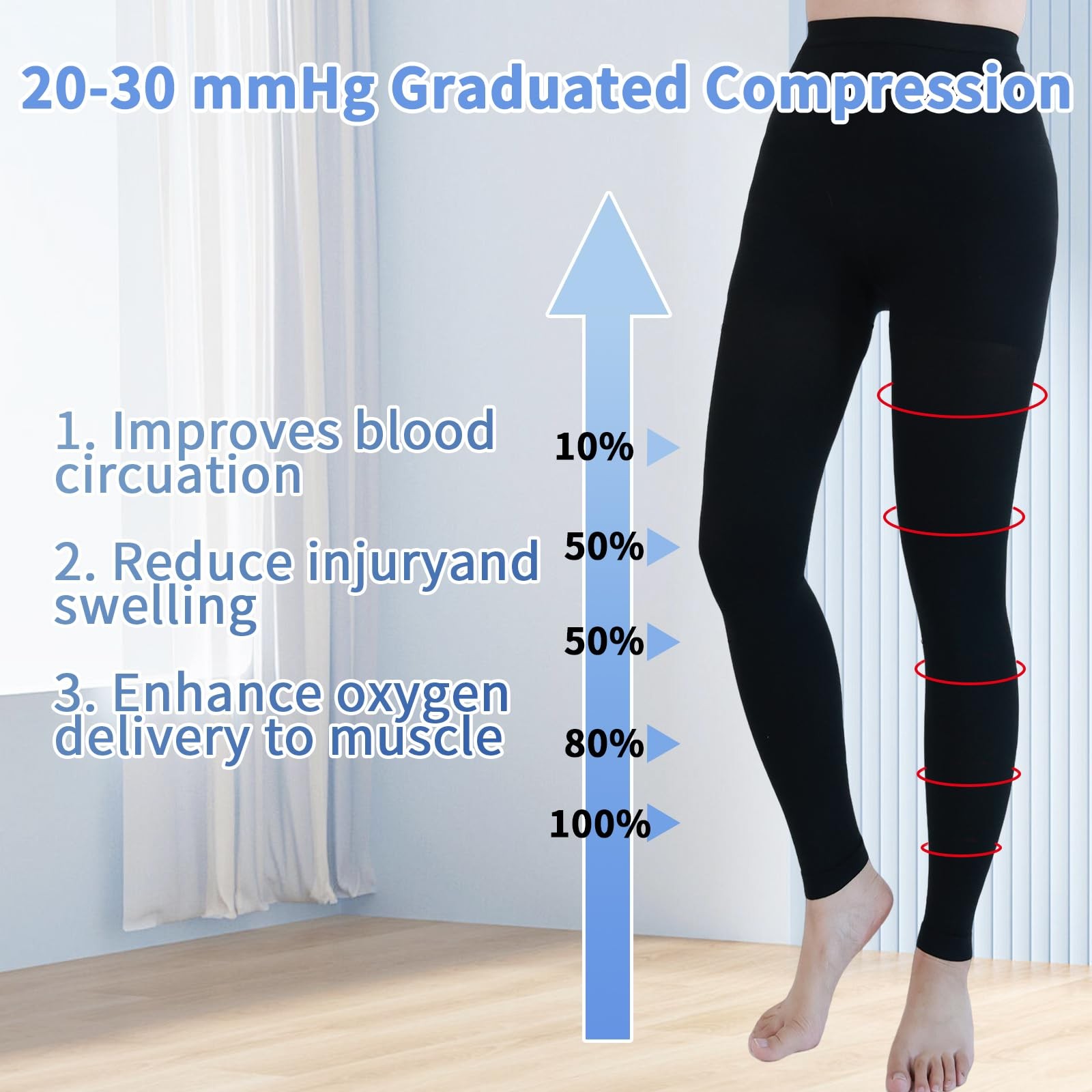 Medical Compression Leggings for Women & Men, 2030mmHg Compression Tights