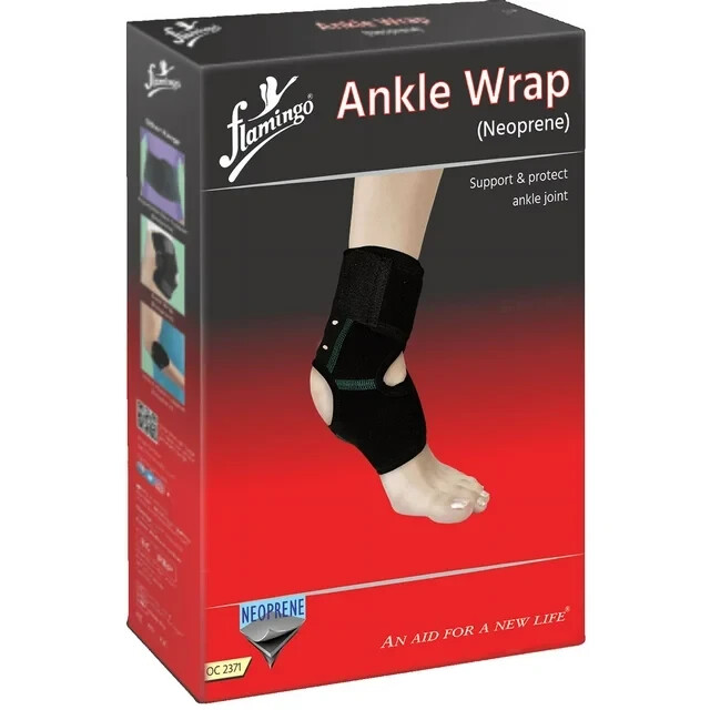 Flamingo Ankle Wrap – Neoprene Support, Footwear Compatible, Black