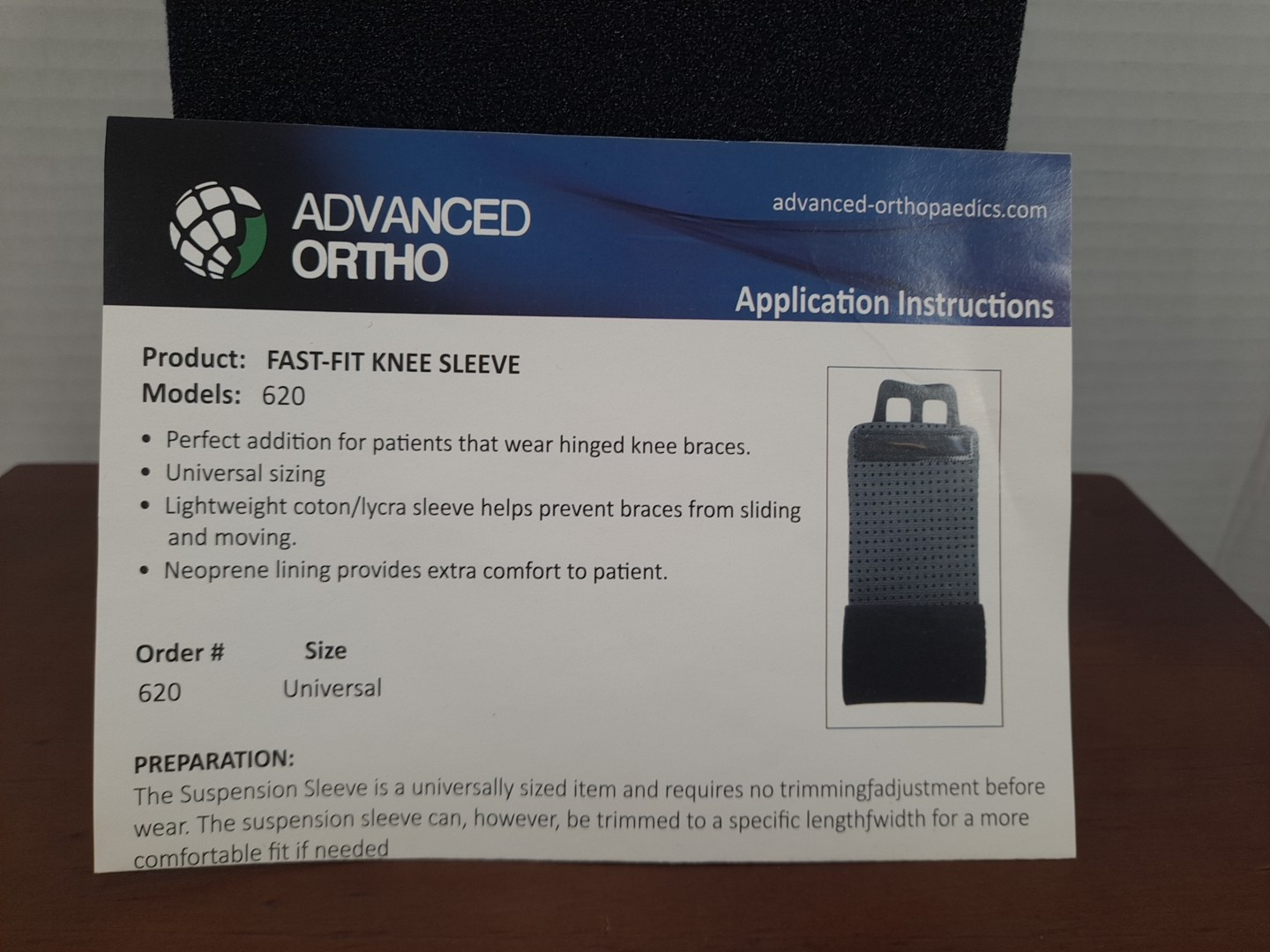 Advanced Ortho Fast Fit Suspension Sleeve Knee Brace Universal Black 620