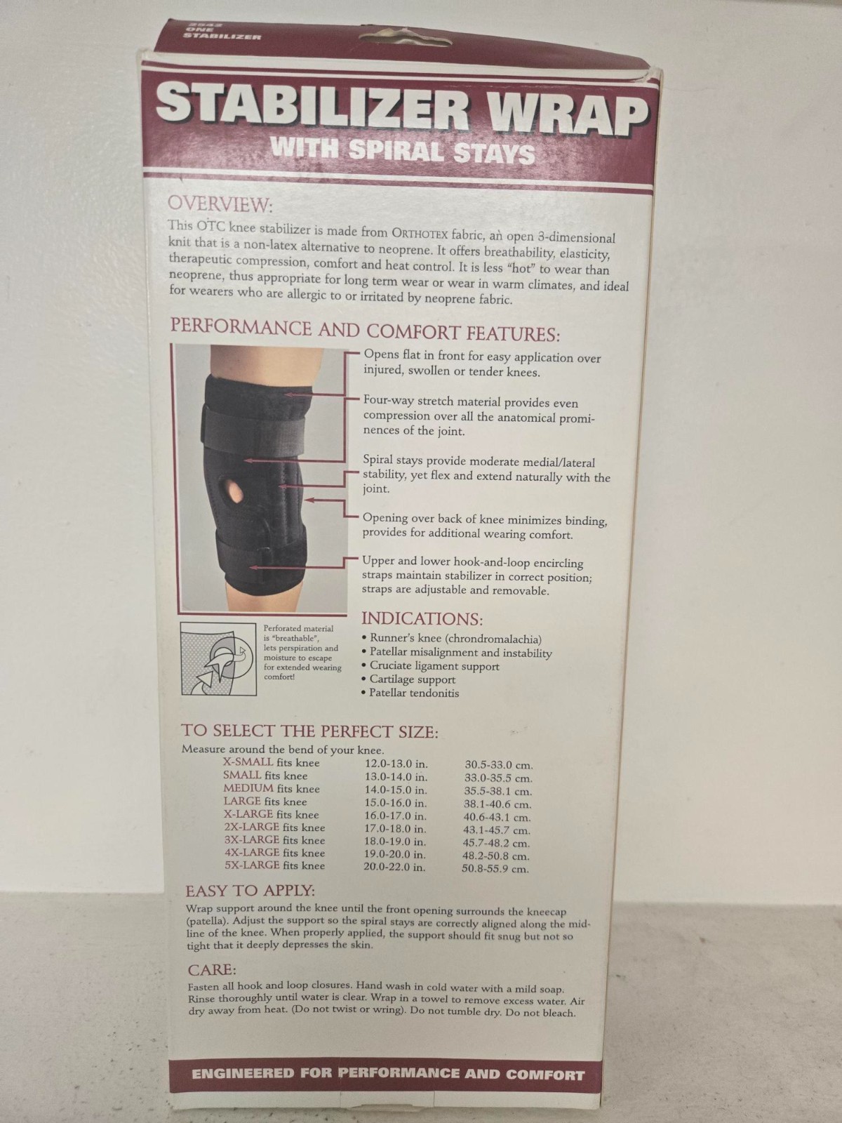Orthotex Knee Stabilizer Wrap with Spiral Stays – Medium