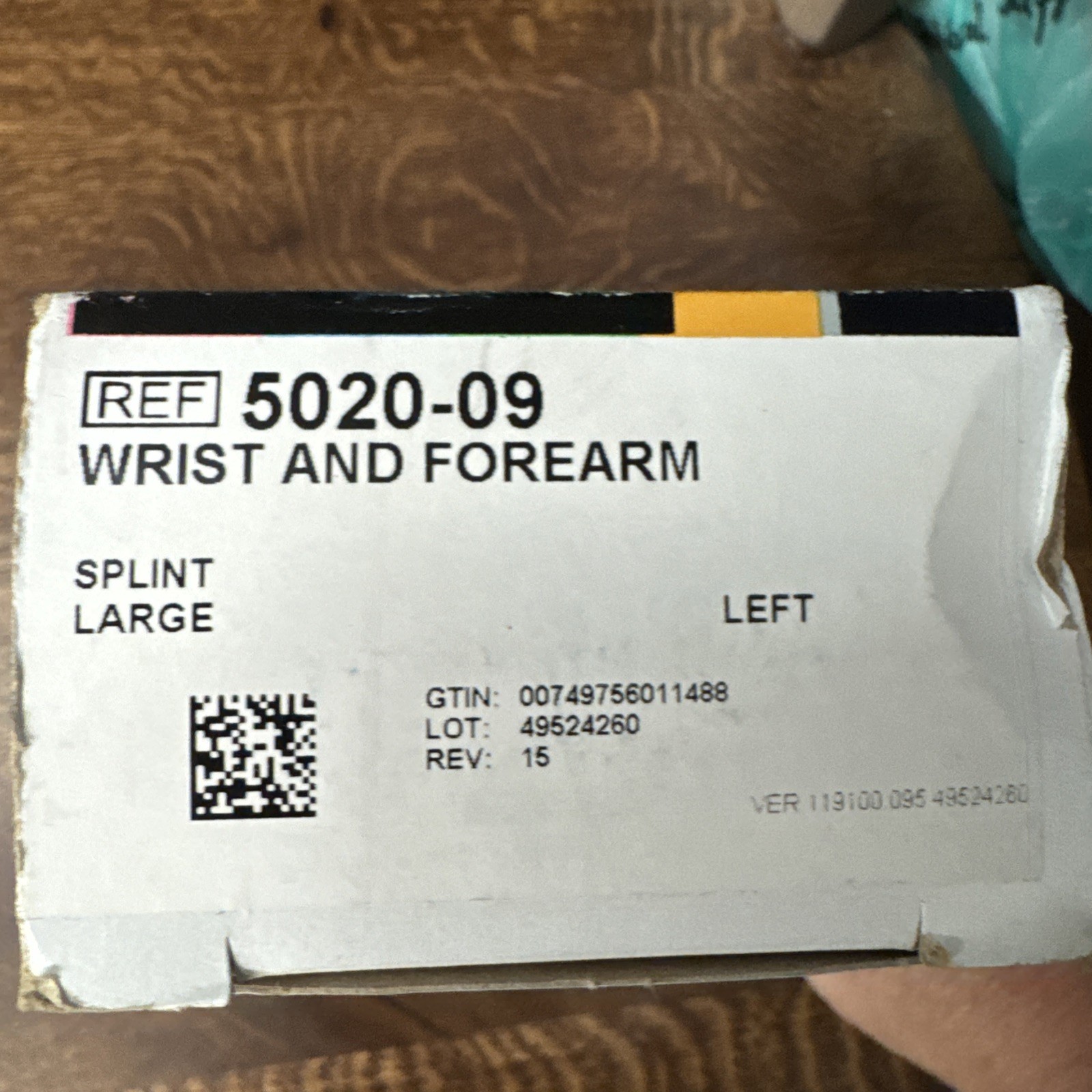 DeRoyal Wrist Forearm Splint for Left Arm Large