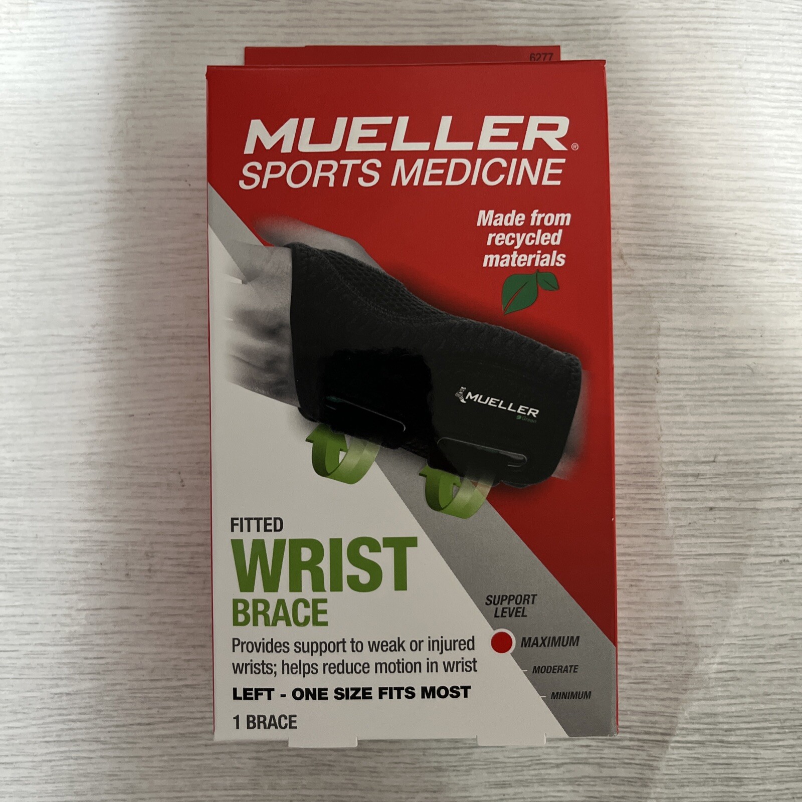 Mueller Sports Medicine Fitted Wrist Brace LEFT One Size Fits Most Max Support