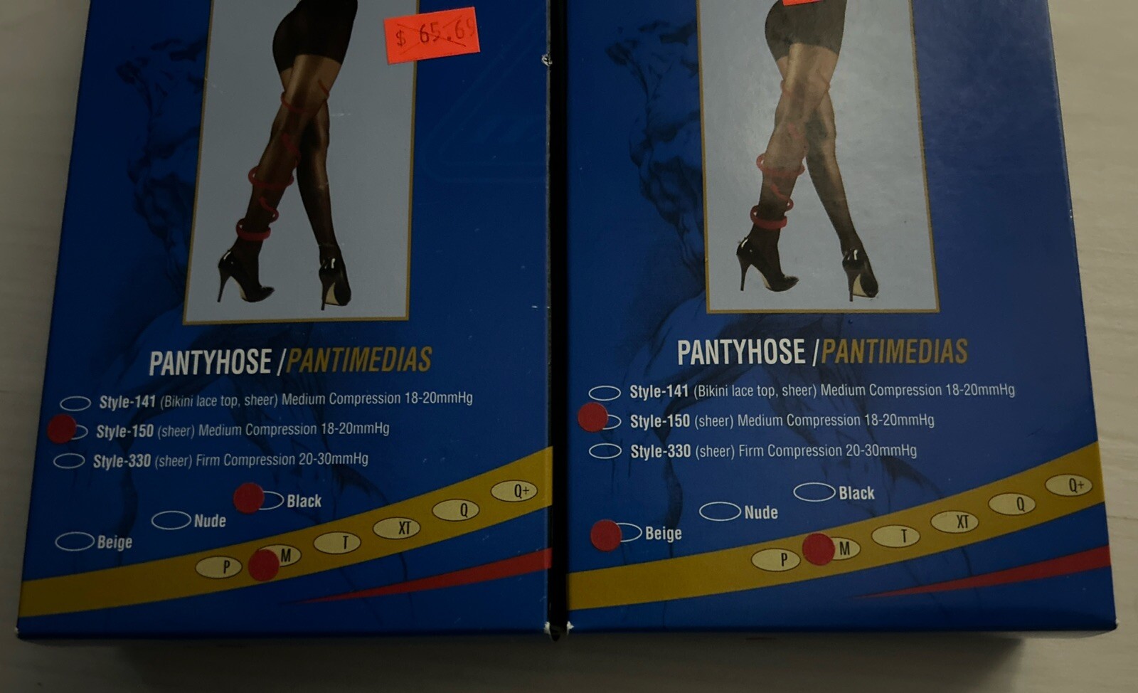 ITA-Med Compression Support Pantyhose Style 150 Sheer Beige, BLACK 18-20mmHg M.