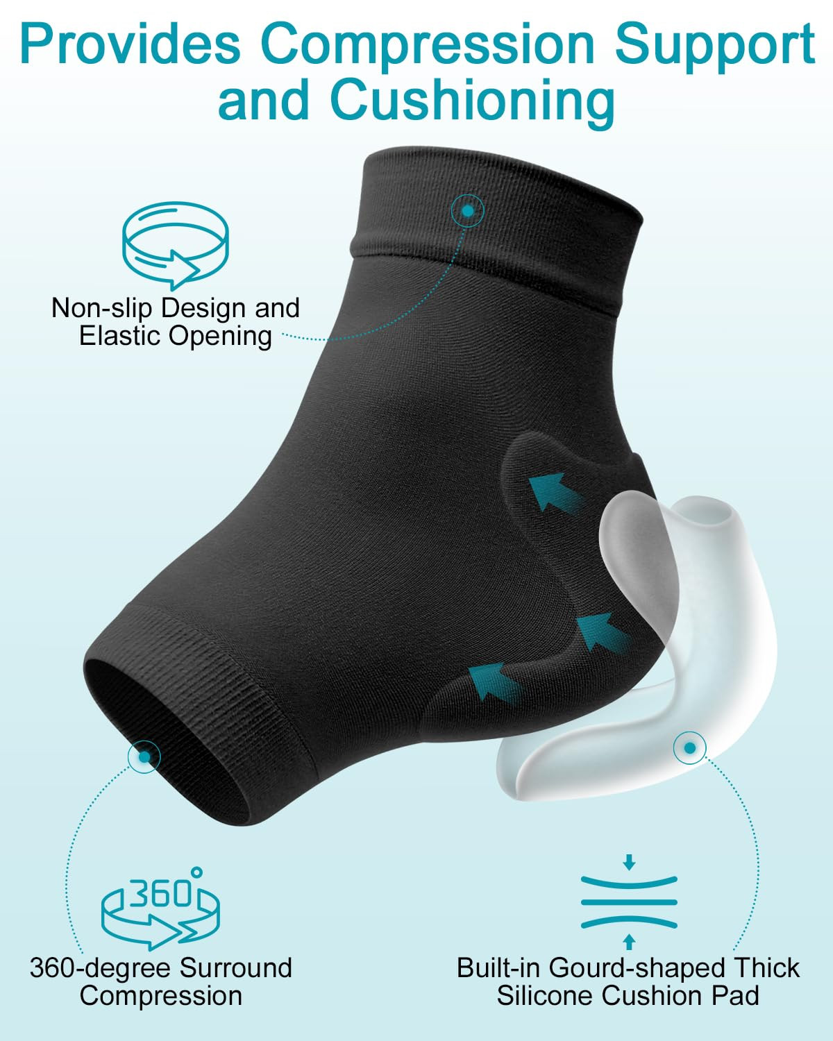 Achilles Tendon Sleeve with Silicone Heel Protector Cushion Pad, Achilles Tendon