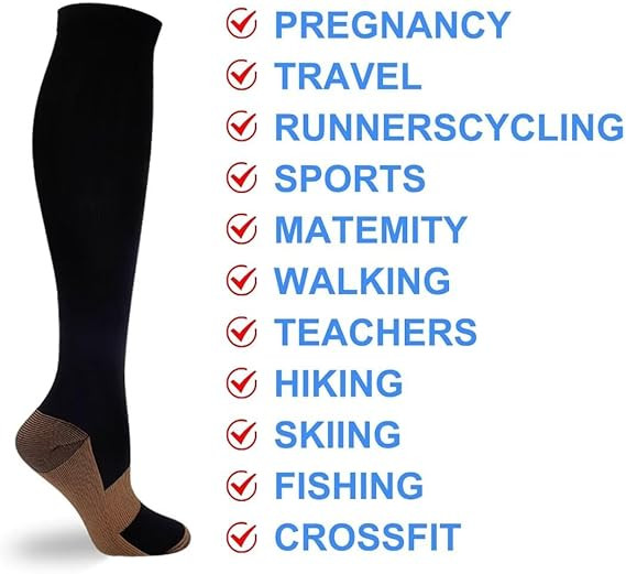 3×Compression Socks Stockings Womens Mens Knee High Medical 20-30 mmHG S/M – XXL