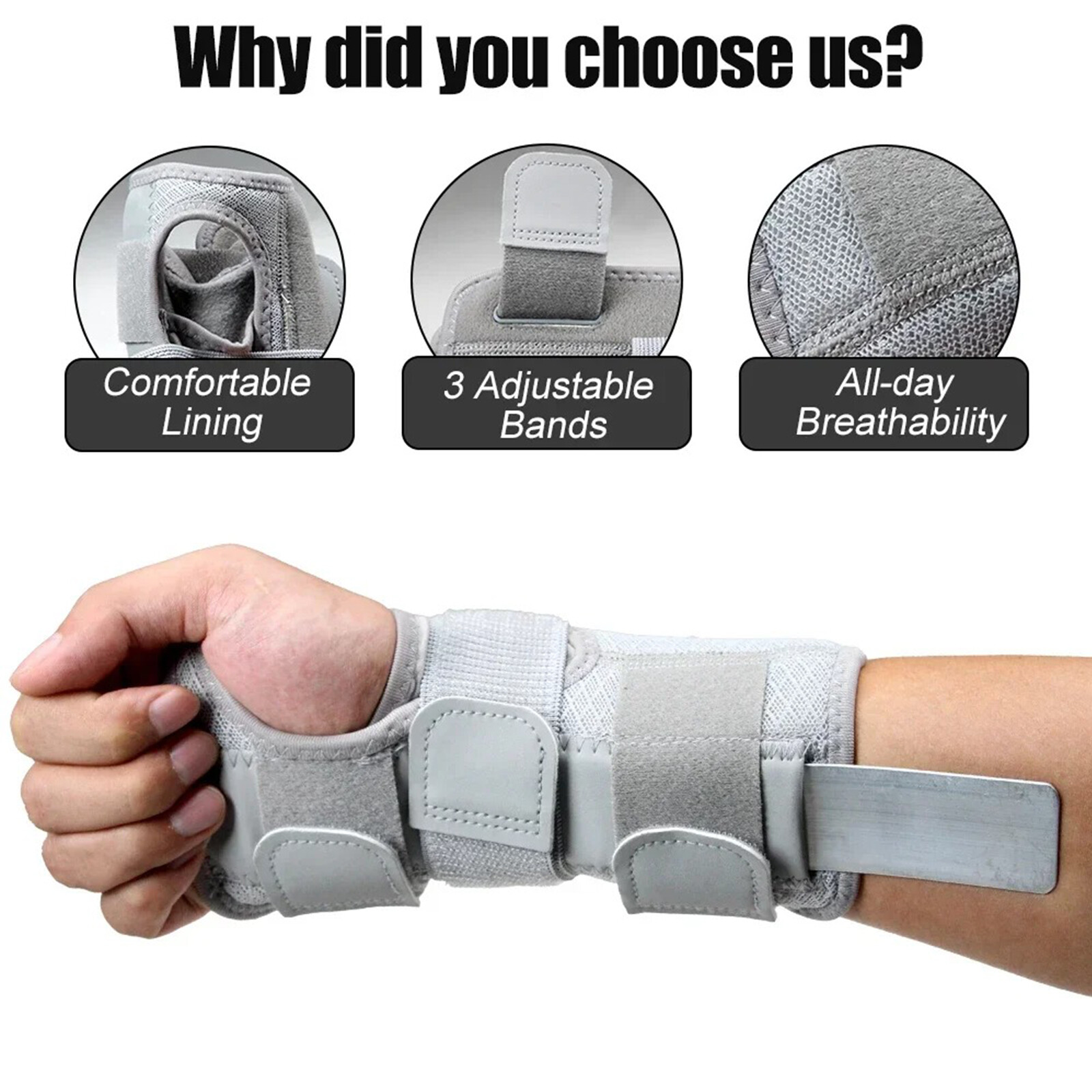 Left/Right Wrist Support Brace Splint Carpal Tunnel Hand Sprain Arthritis Sports