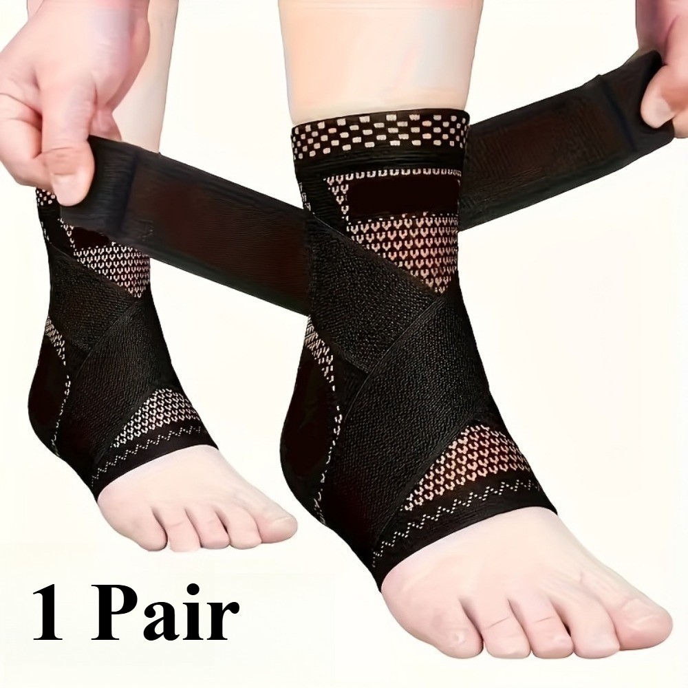 Adjustable Copper Compression Ankle Brace Support for Joint Pain & Sprain Relief