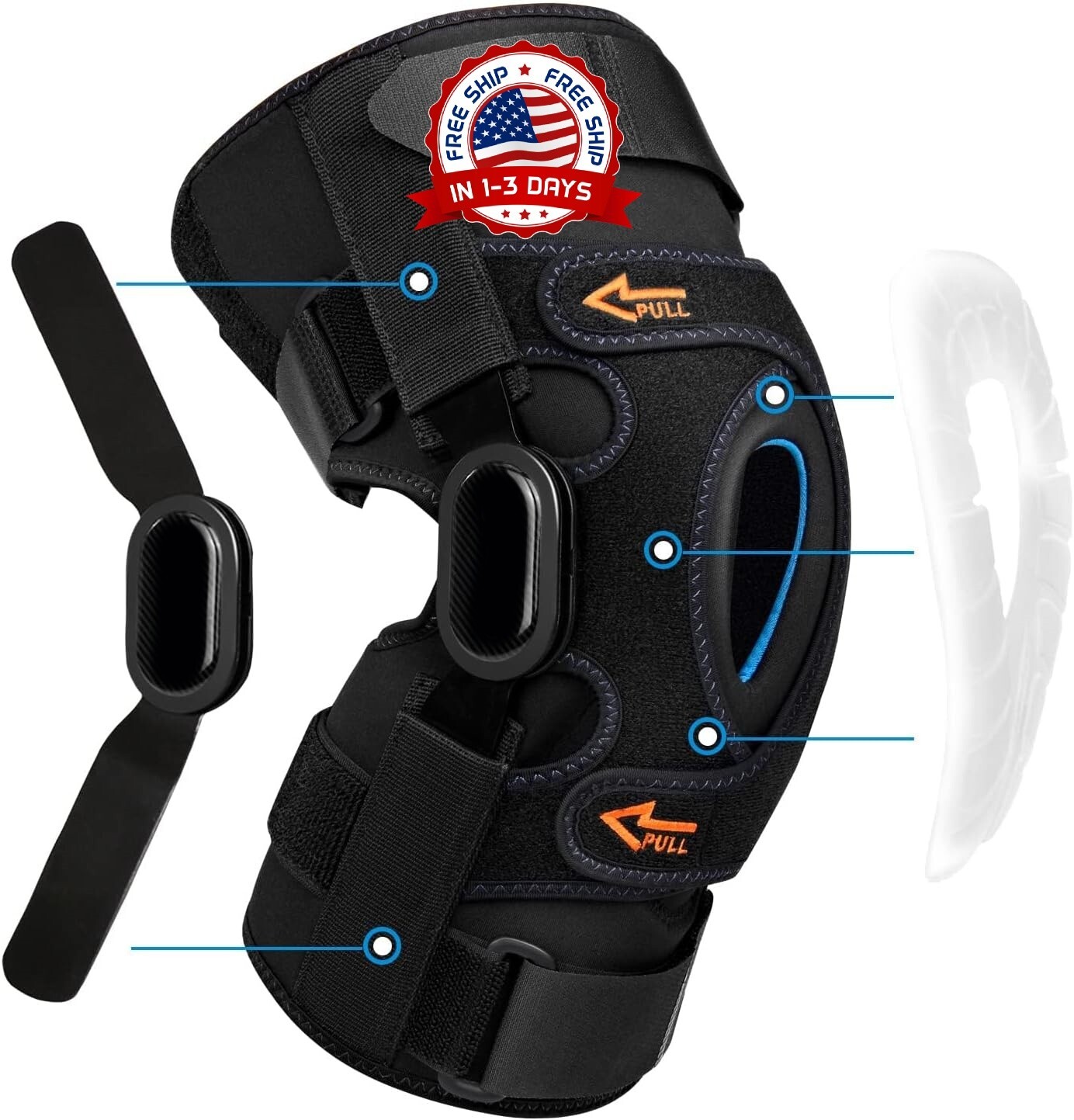 Rodillera Soporte de Rodilla Ajustable Con Bisagras Extra Fuertes Trabajo Dolor
